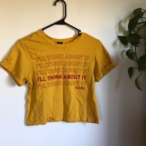 🌊yellow graphic crop top tee